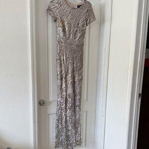 Stunning Silver Sequin Maxi Dress